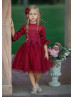 Bell Sleeve Lace Tulle Flower Girl Dress Holiday Dress